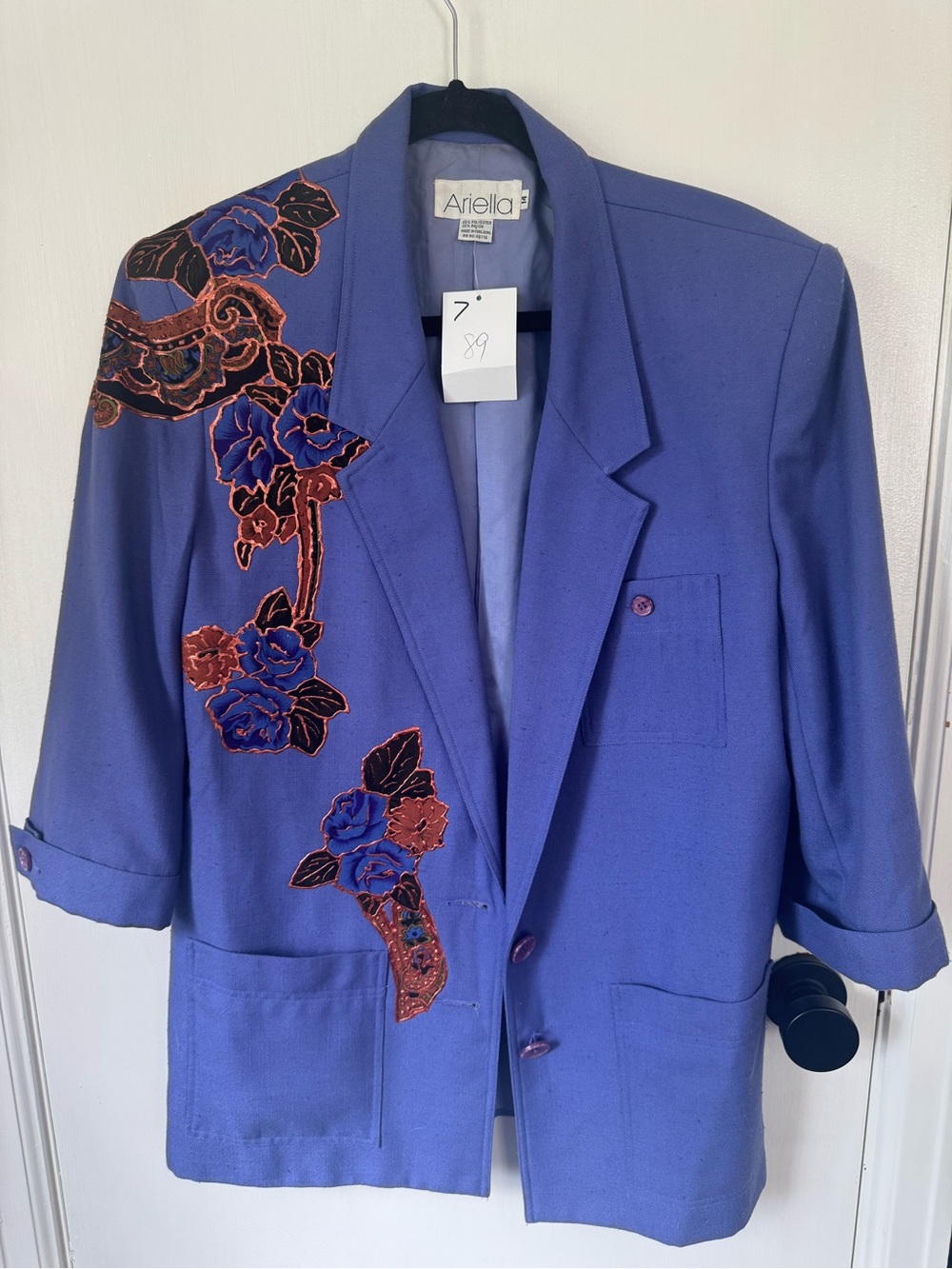 Vintage Ariella Purple Embossed Floral Blazer